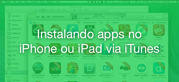 Instalando aplicativos pelo iTunes